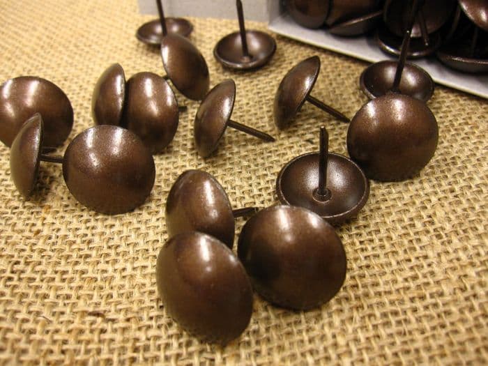 25 LARGE 24mm HEAD UPHOLSTERY NAILS Antique on steel